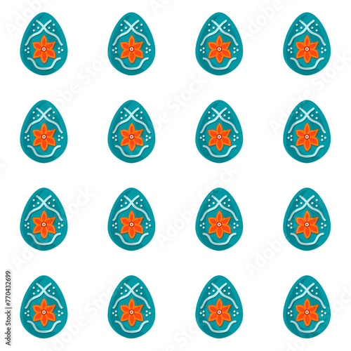 Illustration on theme seamless celebration holiday Easter with hunt colorful bright eggs