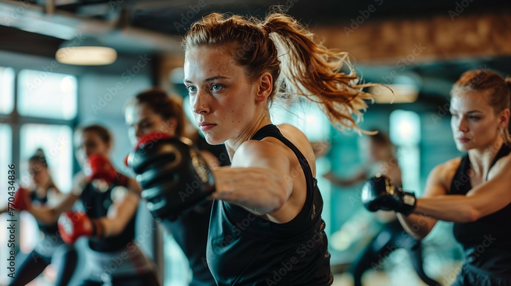 kickboxing, women, fitness, training, gym, intensity, focus, self-defense, active lifestyle
