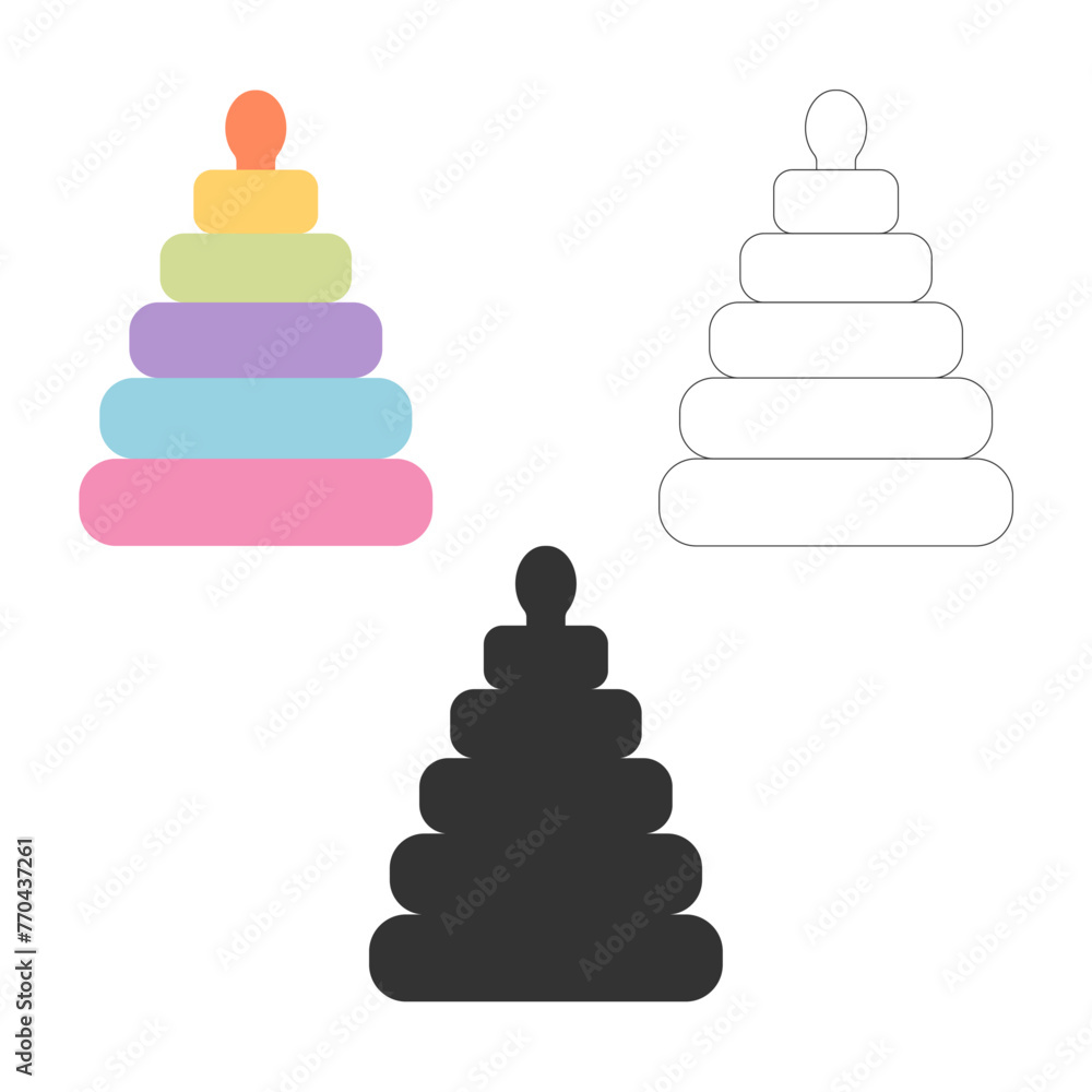Children's pyramid, toy, icon. Vector illustration. Children's pyramid, toy, icon. Vector illustration.
