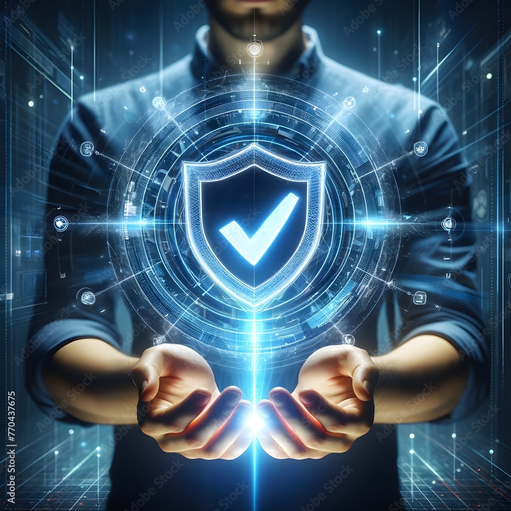 cyber-security protection shield - obrazy, fototapety, plakaty 