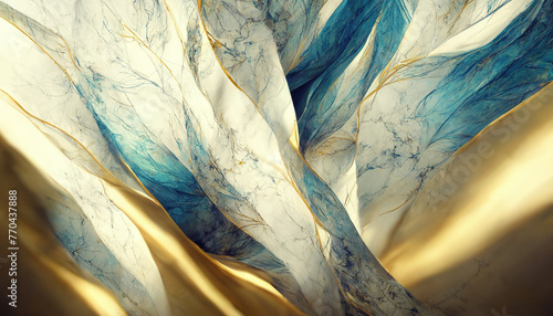 Wallpaper Mural Blue and gold marble background. Fluid art modern wallpaper Torontodigital.ca