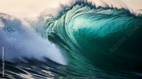 Extreme close up of thrashing emerald ocean waves