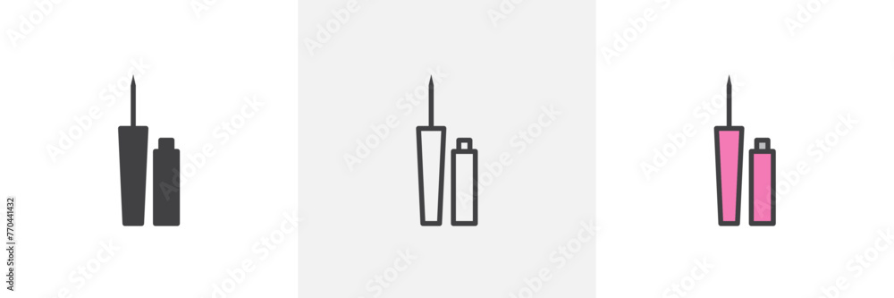 Beauty Product Eyeliner and Eye Styling Icons. Cosmetic Application and Glamour Symbols. Beauty Product Eyeliner and Eye Styling Icons. Cosmetic Application and Glamour Symbols.