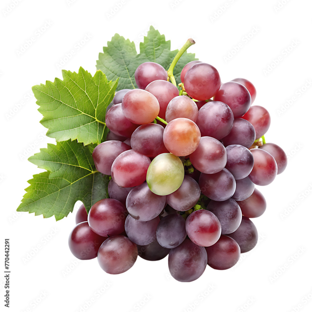 Fototapeta premium fresh grapes with leaves isolated