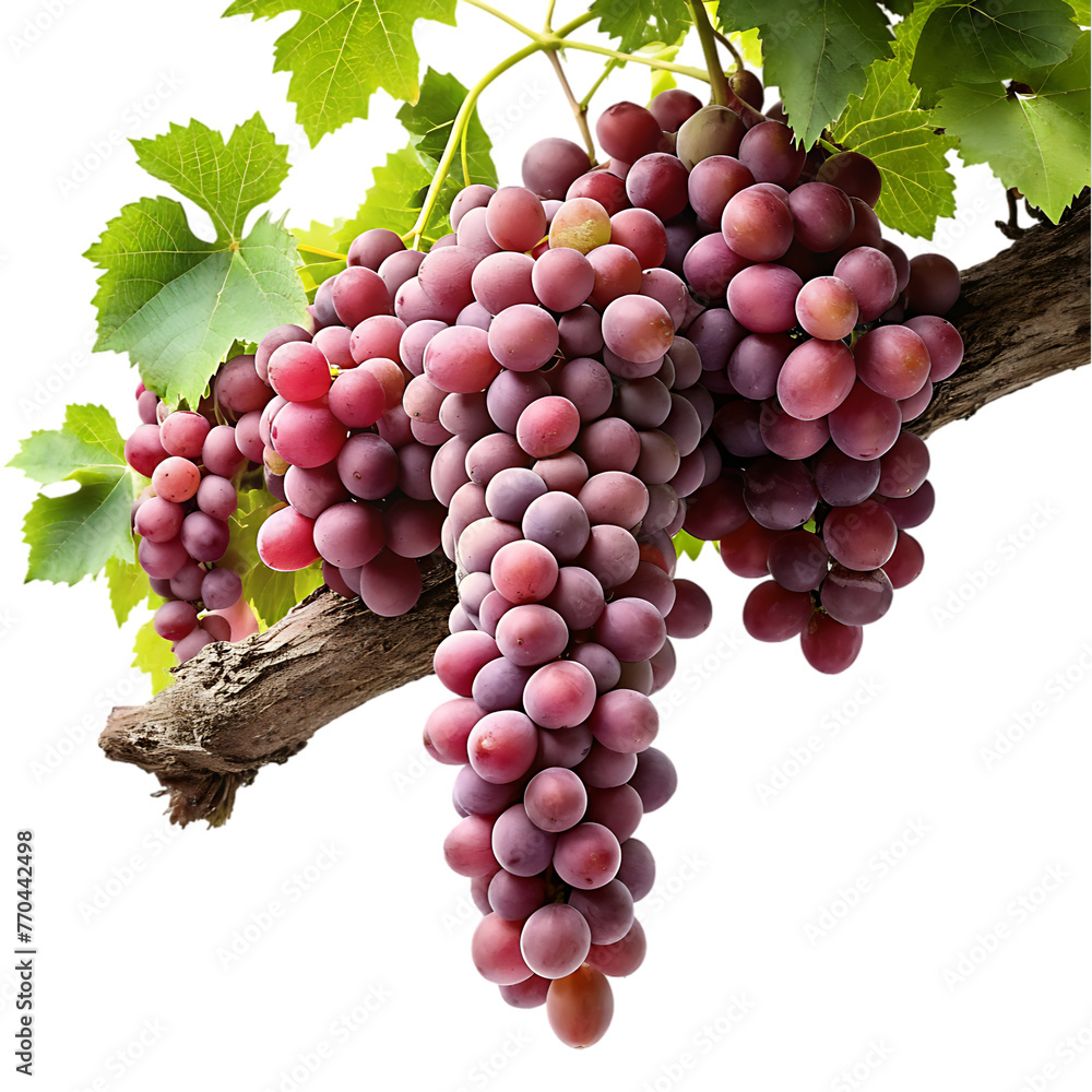 Fototapeta premium fresh grapes with leaves isolated