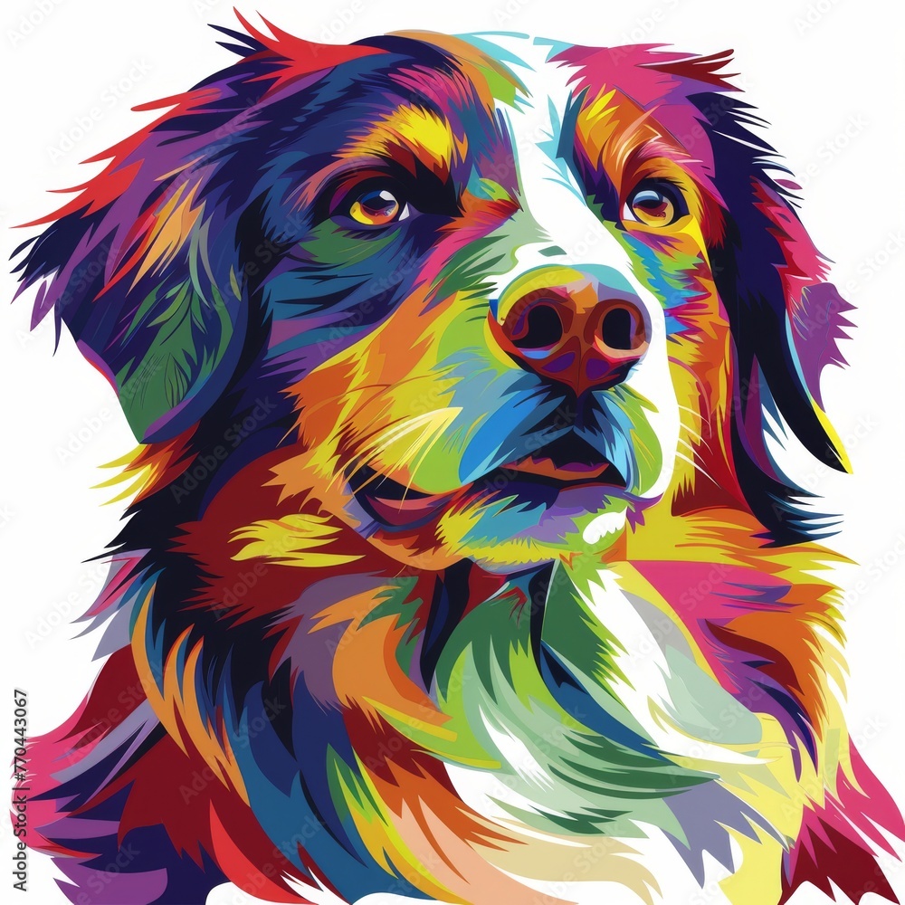 Bernese mountain dog portrait. Vector illustration ready for vinyl cutting.
