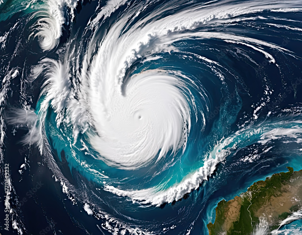 Naklejka premium Tropical Cyclone: A Bird's Eye View from Space