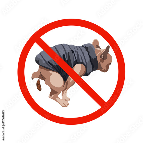 Vector isolated illustration of prohibition of dog defecation icon.