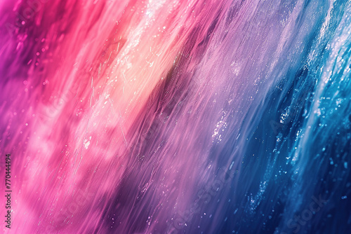 close up horizontal image of a colourful shiny blue and pink striped background