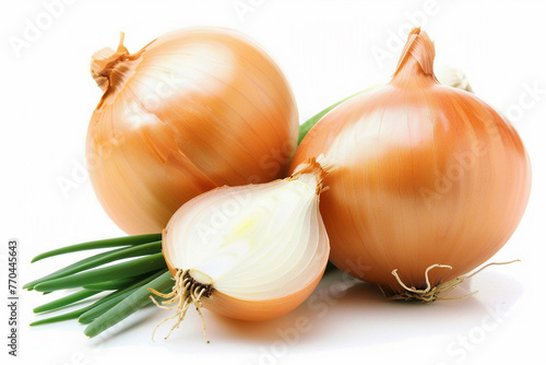 Onion fresh on white background.
