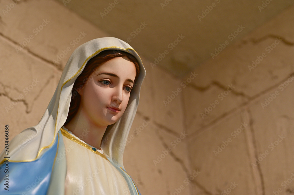 custom made wallpaper toronto digitalClose-up of Beautiful Statue of Our lady of grace virgin Mary located in the church, Thailand. selective focus.