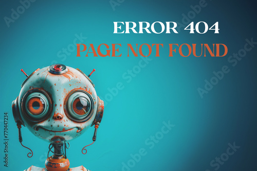 Page Not Found Error 404. A hand drawn vector layout template of a broken robot for your website projects. photo