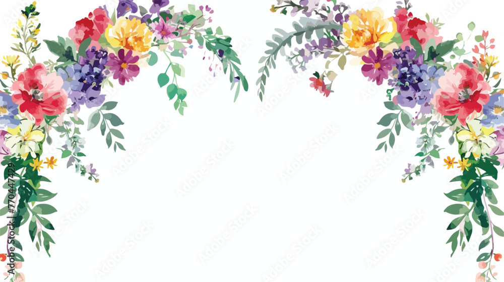 Watercolor Floral Arches Flat vector isolated on white