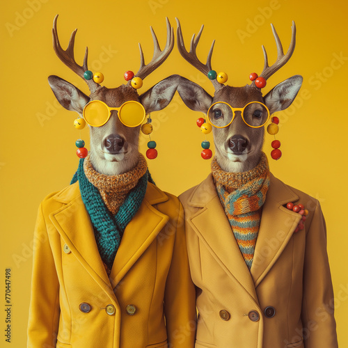 Deers in yellow