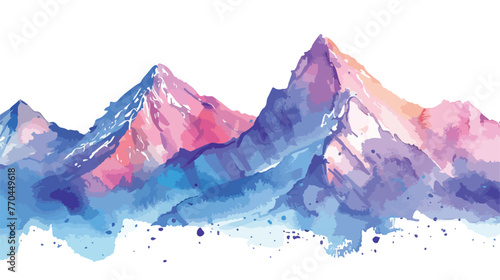 Watercolor mountain clip art Flat vector isolated on