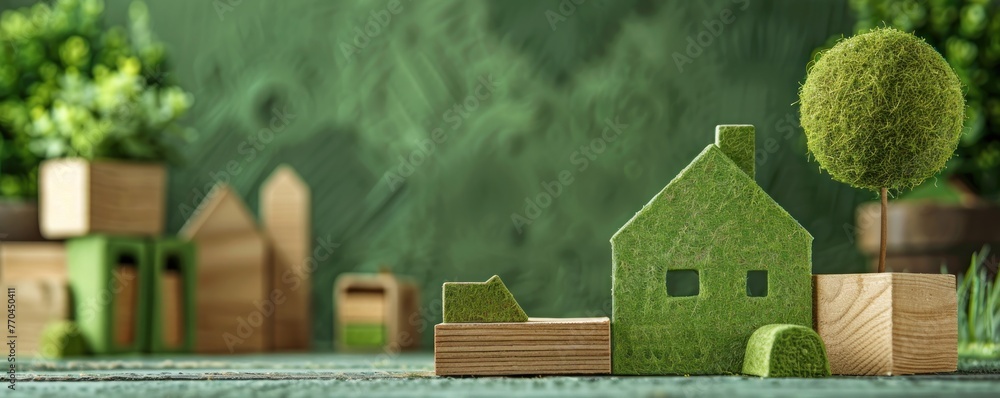 Eco-friendly building materials, green and earth tones - obrazy, fototapety, plakaty 