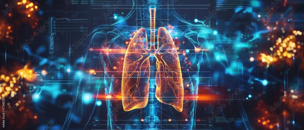 Medical innovation technology virtual human lungs on modern interface screen Medical innovation technology virtual human lungs on modern interface screen