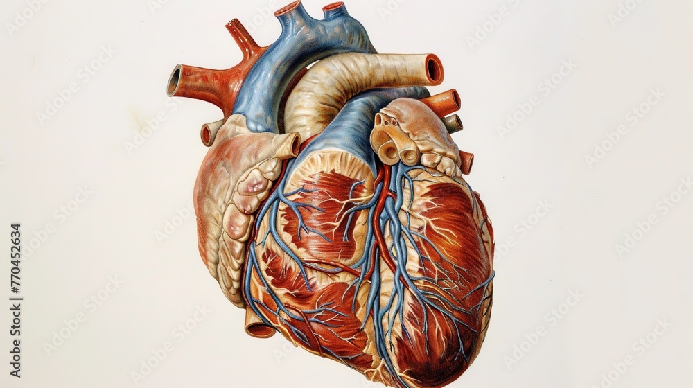 Naklejka premium Anatomical Illustrations: Detailed, accurate representations of the human heart for educational, medical, and scientific use. 