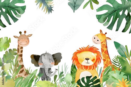 Vibrant Watercolor Safari Animals for Nursery Decor and Kids Educational Materials