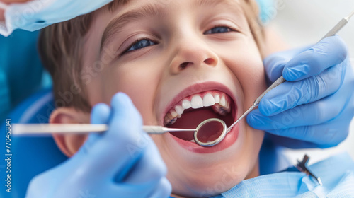 A dentist examining a child s teeth