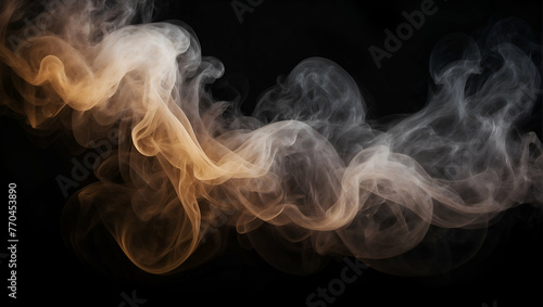 smoke, fog, haze , on a completely black background for overlaying the screen photo