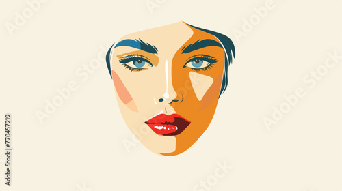 Woman face icon Flat vector isolated on white background