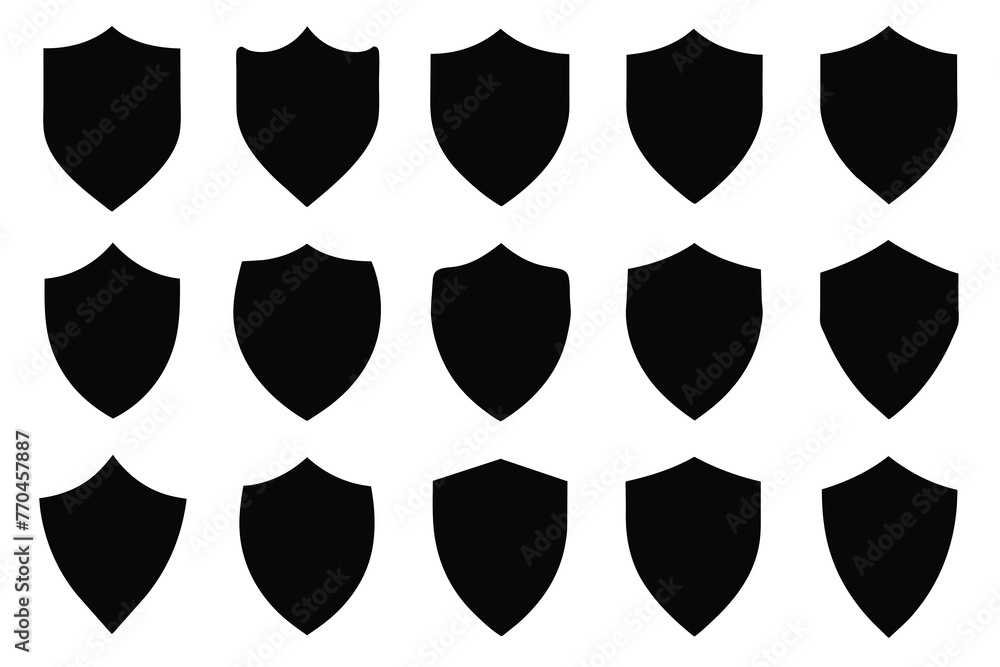 set of black shield icons set. Protect shield vector isolated on white background - obrazy, fototapety, plakaty 