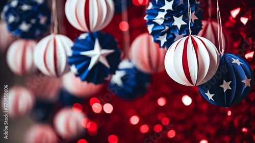 Patriotic decorations contribute flair to Father's Day celebration, enhancing the festive ambiance with symbolic colors and heartfelt sentiment. 