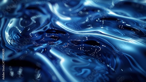  Blue water surface with many drops