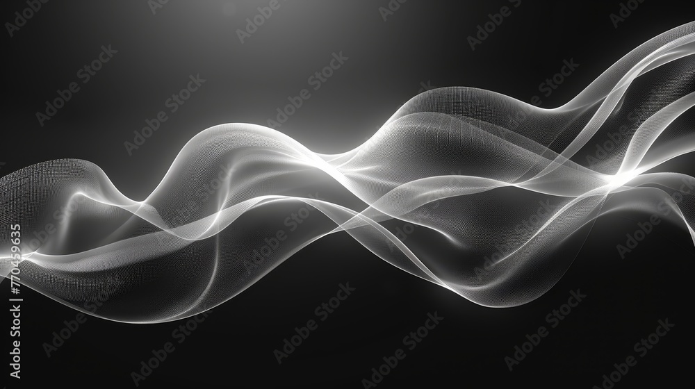 A monochrome image depicting a cloud of white smoke against a dark background, featuring a prominent illuminated center point A monochrome image depicting a cloud of white smoke against a dark background, featuring a prominent illuminated center point