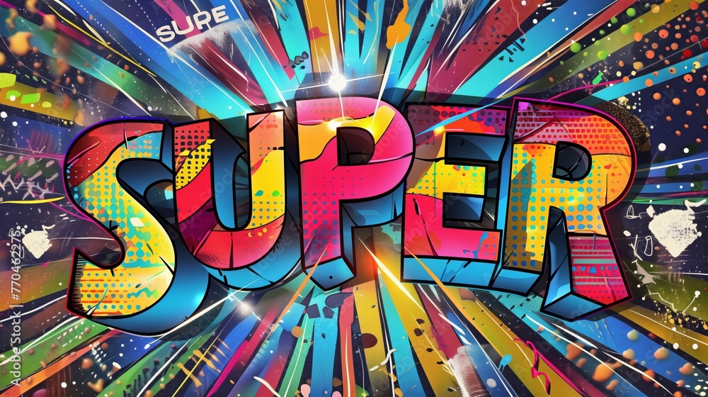 SUPER text in pop art style SUPER text in pop art style