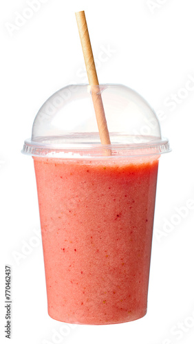 fresh red smoothie in take away cup