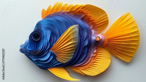   A close-up of a colorful origami fish made from folded paper Origami, origami, origami, origami, origami, origami, origami, orig photo