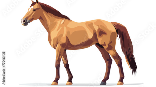 Cartoon brown horse isolated on white background flat