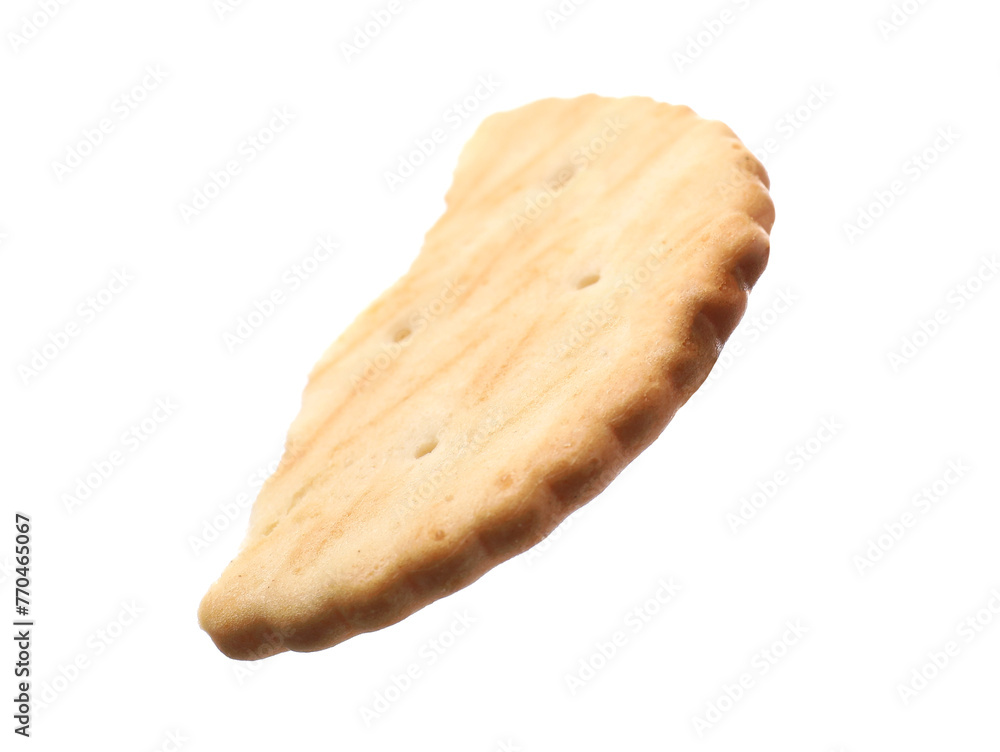 Piece of tasty cracker isolated on white Piece of tasty cracker isolated on white