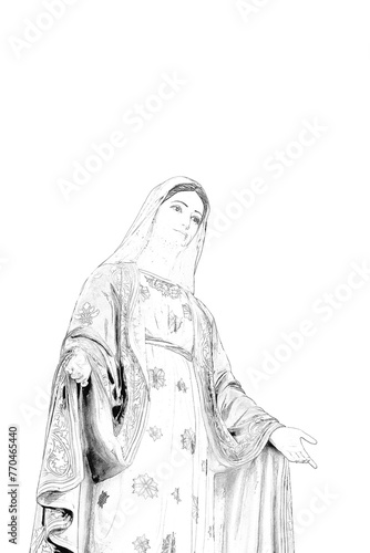 Wallpaper Mural Beautiful Statue of Our lady of grace virgin Mary isolated on Vector illustration White Background high resolution for graphic decoration, suitable for both web and print media. Torontodigital.ca