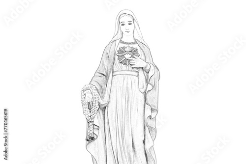 Beautiful Statue of Our lady of grace virgin Mary isolated on Vector illustration White Background high resolution for graphic decoration, suitable for both web and print media. photo