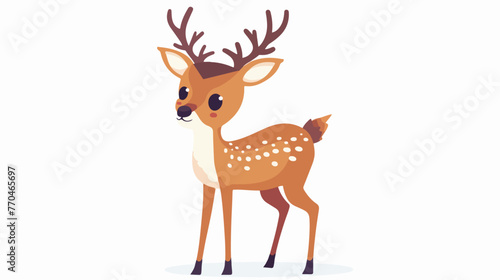 Cartoon cute deer flat vector isolated on white background