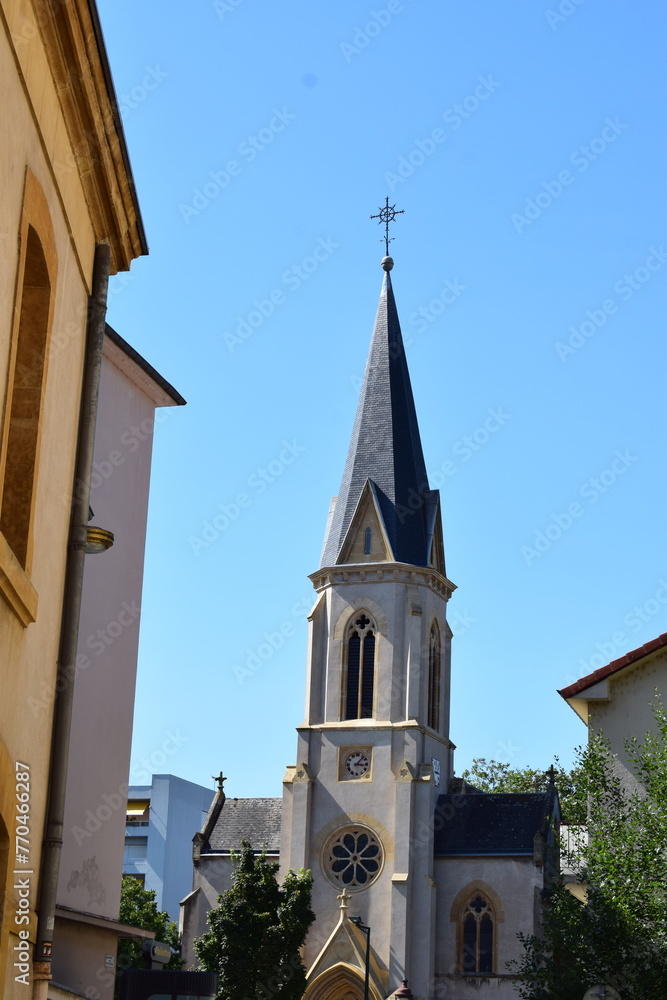 thin church tower in France