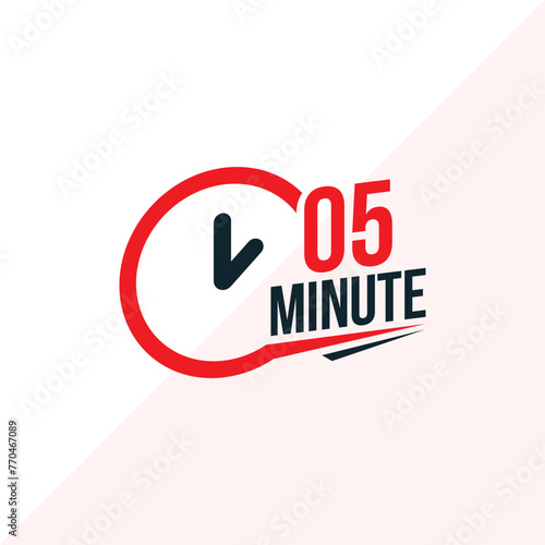 timer 5 minutes clock icon logo for web and app use 