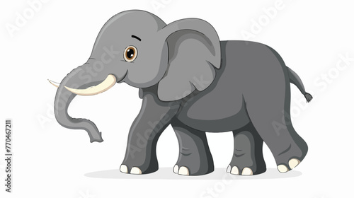 Cartoon elephant isolated on white background flat vector