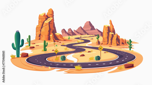 Road in the desert. Vector of desert landscape with as © RedFish