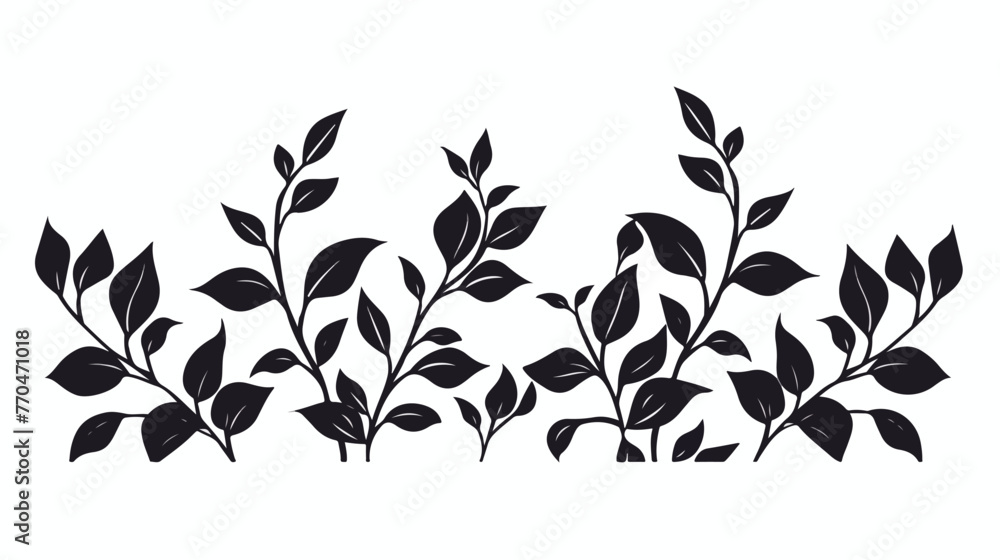 Silhouette of plant with leaves. vector illustration