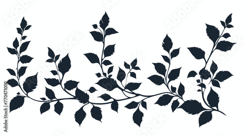 Silhouette of plant with leaves. vector illustration