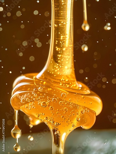 Honey Dipper Drizzling Golden Honey Splash

