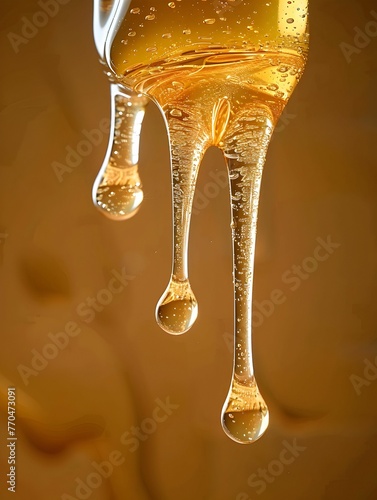 Honey Dipper Drizzling Golden Honey Splash
