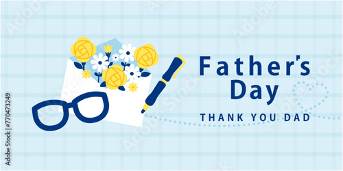 父の日背景バナーデザイン イラスト _( 1:2 テキスト Father's Day 手紙 アブストラクト )