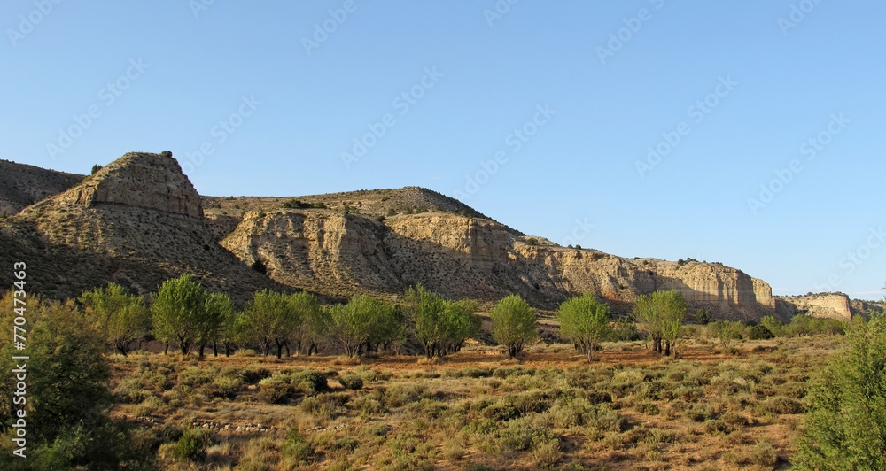 Arid white mountains at Barranco de Cañadahonda, near Villel.