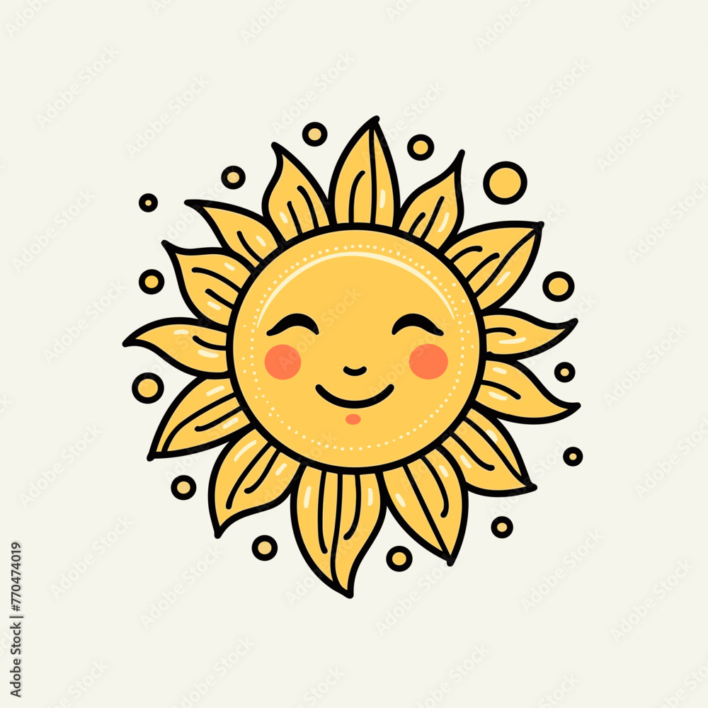 Sun hand-drawn comic illustration. Sun. Vector doodle style cartoon illustration