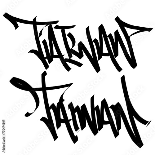 TAIWAN  letter the country name on the world digital illustration graffiti handstyle signature symbol tags painting with black and white color (ID: 770474807)